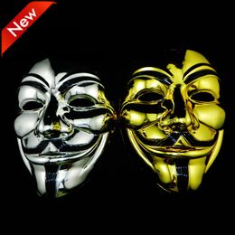 Gold Silver V Mask Masquerade Masks For Vendetta Anonymous Valentine Ball Party Decoration Full Face Halloween Scary Party Mask DBC VT0770