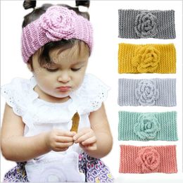 Baby Headband Girls Knitted Crochet Turban Camellia Wool Head Bands Winter Hair Band Warmer Beanie Headwrap Hearwear Hair Accessories