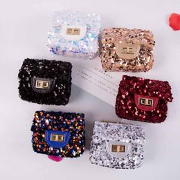 Baby Girls Sequin Messenger Bag PU wallet Cartoon Cute Kids Shoulder Bags Boutique Coin Purse 5 Colours designer handbag