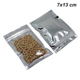 7x13cm Aluminium Foil Translucent Food Grade Packing Pouch Zip Tear Notches Mylar Foil Reusable Packaging Bag for Dried Nuts 850pcs
