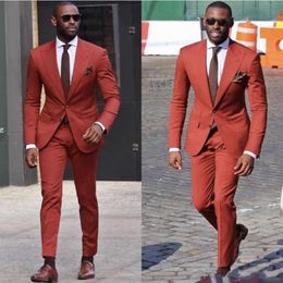 Red Mens Wedding Tuxedos Peak Lapel Groom Groomsmen Tuxedos Brand New Man Blazers Jacket Prom/Dinner 2 Piece Suit(Jacket+Pants+Tie) 1432