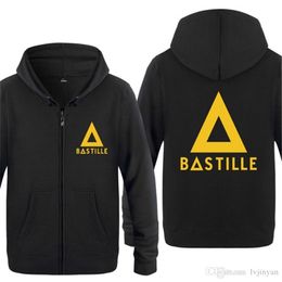 Mens Hoodie BASTILLE Printed Men Hoodies Zipper Jacket Fleece Full Sleeve Overcoat Hip Hop Man Sweatshirt Skateboard Streetwear