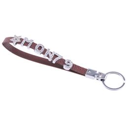 Retail ! Custom Leather Keyring Car Licence Numbers Keychain DIY With Slide Rhinestone Letters Numbers Charms 10MM