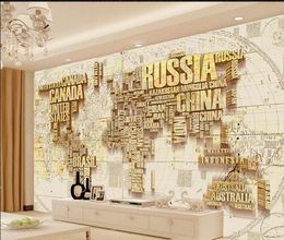 3D Stereo Retro World Map TV Background Wall Painting 3d customized wallpaper