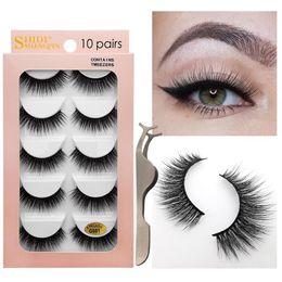 3D Mink Hair False Eyelashes Kit Contains Tweezers Handmade Reusable Natural Long Soft Eye Lashes 3D Mink Lashes Full Strip Lashes Makeup