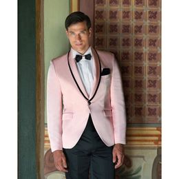 2020 Pink Tuxedo jacket Wedding Suits Slim Fit Custom Made 2 Piece Prom Men Suit Groom Wear Best Man Blazer (Jacket+Pants)