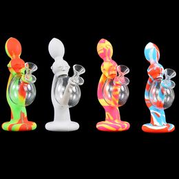 New design Silicone water pipe Glass Dab Rig herb glass bowl Bongs Heady wax Oil Rigs herb bubbler Hookahs