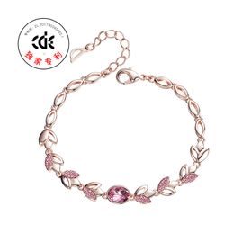 Fashion-and American temperament rose gold leaf bracelet with Swarovski crystal bracelet