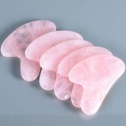 Natural Rose Quartz Gua Sha Board Pink Jade Stone Body Facial Eye Scraping Plate Acupuncture Massage Relaxation Health Care LX7404