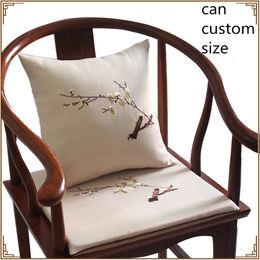 Embroidery New Chinese plum blossom Seat Cushion Dining Chair Armchair Anti-slip Pads Cotton Linen Cushion Seats Sofa Mats