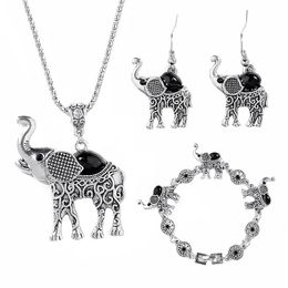 Elephant Jewelry Set For Women Retro Bohemian chic Jewelry Set The Small Alloy Necklace Earrings Collar Animal Jewelry Sets