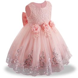 Vestido de menina infantil para menina infantil de verão de 2019 vestidos de batismo branco para meninas no 1º ano de aniversário de festas de casamento roupas de bebê