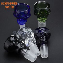 Colourful BIG Skull Style Herb Holder 14mm/19mm joint Glass Bowl Glass Slide Smoke Accessory for Glass Bong Oil Rings Smoking Tool 057