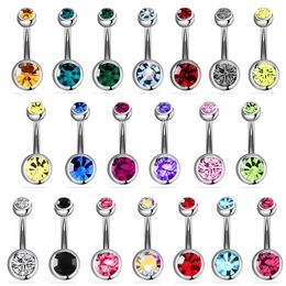 1 Set Navel & Bell Button Rings Piercing Crystal Bar for Women Surgical Steel Summer Beach Fashion Body Jewelry