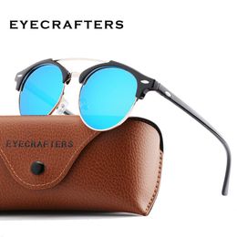 Wholesale- Mens Club Round Sunglasses Polarized Womens Brand Designer Polaroid Double Bridge Sunglasses Oculos de sol