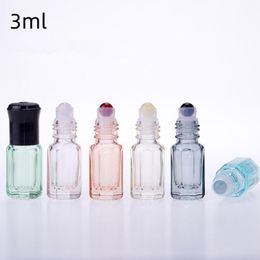 3ml Glass Essential Oil Travel Bottles Empty Roll On Refillable Perfume Bottle Steel Roller Ball Containers F3690