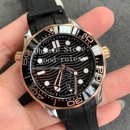 Luxury Men's Rose Gold Watches VS Factory Automatic Cal 8800 Axial Watch Men Professional Dive 300M Rubber Strap Planet Eta 0238a