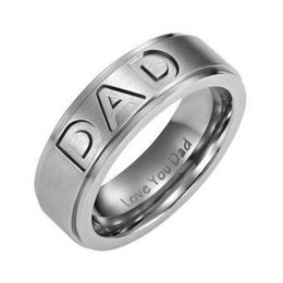 Gaxybb New Arrive Stainless Steel Engraved Love You Dad Men's Ring Jewellery