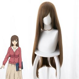 Wholesale free shipping>>Domestic Girlfriend Hina Tachibana Brown Cosplay Wig Long Straight Hair Full Wig