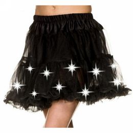 Led Lighting Tutu Skirt Women Holloween Christmas Festival Party Stage Show Clubwear Transparent Mesh Tulle Petticoat