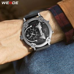 Weide Spor Adam Analog Saatler Hakiki Deri Kayış Askeri Kuvars Mens İş Birden Çok Zaman dilimi Bayan Kol Saati Saat