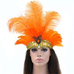 9 Colors Silver Sequined Party Headwear Carnival Masquerade Feather Headdress Brazil Rio Cuba Carnival Float Mask