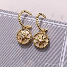 luxury designer jewelry women earrings brass material plating 18k gold 4 colors pink white sky blue sapphire blue