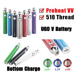 Original UGO V Preheating VV 650 900 mAh EVOD eGo 510 Battery USB Voltage Variable Adjustable Vapour BUD Pre Heat Cartridges Batteries