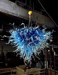 100% Mouth Blown CE UL Borosilicate Murano Glass Dale Chihuly Art Romantic Blue Lighting Stair Chandelier