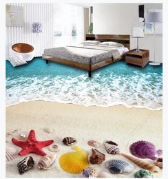 Customized 3D photo self-adhesive waterproof floor mural wallpaper Starfish sand beach shell 3D floor stickers