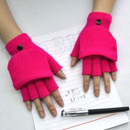 Gloves for Girls Women Knitted Flip Winter Gloves Warm Flip Top Gloves Student Warm Half Finger Mittens Party Favor T2C5168
