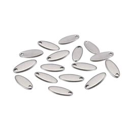 100Pcs 304 Stainless Steel Charms Stamping Blank Oval Shape Tags Pendants Bracelet Jewelry Finding 12x5x1mm, Hole: 1mm