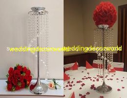 new style acrylic crystal flower candle holder arrangement stand for table wedding Centrepieces decor0796