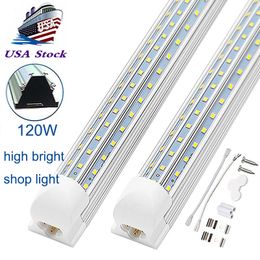 V-Shaped Integrate T8 LED Tube 2 4 5 6 8 Feet LED Fluorescent Lamp 8ft 4ft 120W LED Light Tubes Cooler Door Lighting