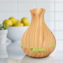 FREE SHIPPING Aroma Essential Oil Diffuser Ultrasonic Air Humidifier with Wood Grain 7 Colour Changing LED Lights for Office Home