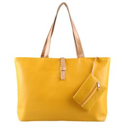 Wholesale-Women Solid Shoulder Multicolor Handbag Casual Tote Bags Black/Red/Yellow/Orange/Green/Rose Red/Beige