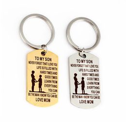 Square Pendant Key chains "To My Kids" Series Inspirational Keychains Adult Ceremony Birthday Gifts Couple Jewellery