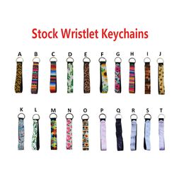 Neoprene Floral Key Chain Diving Material Keychains Long Strip Leopard Lanyard Key Ring Sunflower Eco Friendly Pendant Holder M1437