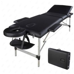 -SONYI Table de massage portable SPA Lit pliant 3 sections en aluminium Tube, Beauté du visage culturisme Table de massage Kit Noir