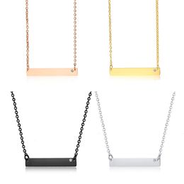 Free Engraving Crystal Horizontal Square Bar Name Necklace in Stainless Steel Custom Message Necklace Mother Necklace