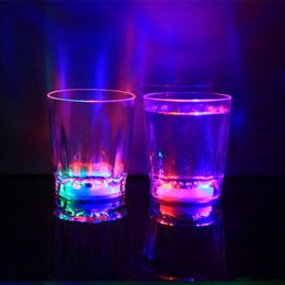 Colorful Led Cup Flashing Shot Led Plastic Luminous Neon Cup Birthday Party Night Bar Wedding Beverage Wine Flash Small Mug Free shipping