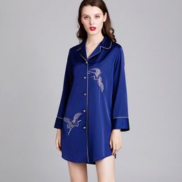 Satin Silk Pyjamas for Women's Ms shirt can wear outdoors Pigiama spring Mujer Pijama Sleepwear Nightwear sleeping clothes