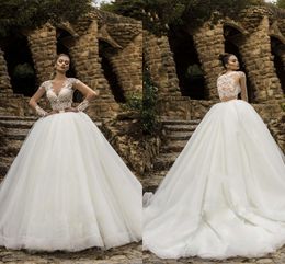 Unique Lace Long Sleeve Ball Gown Wedding Dresses Princess 2020 Beaded Bateau Hollow Back robes de mariée vestidos de novia wedding dress