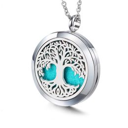 Openwork Aromatherapy Essential Oil Life Tree Can Open Perfume Accessories Stainless Steel Charm Pendant
