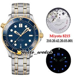 New Drive 300M 210.20.42.20.03.001 Blue Texture Dial Miyota 8215 Automatic Mens Watch Blue Ceramics Bezel Two Tone Gold Steel Hello_watch