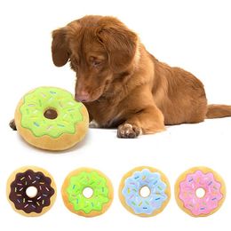 Pet Chew Plush Donut Play Toys Lovely Pet Dog Puppy Cat Tugging Chew Squeaker Quack Sound Toy Chew Donut Play Toys