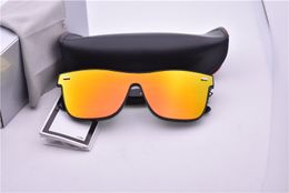 Wholesale-NEW Rice nail Sunglasses for Men women Driving Points sunglass Black Frame Eyewear golden lens Sun Glasses UV 4440 with case box