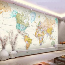 Personalizzato 3d Photo Carta Da Parati Soggiorno Murale Color Pallido Mondo Map Immagine 3d Pittura Adesivo Muro Divano Tv Sfondo Sfondo Non Tessuto
