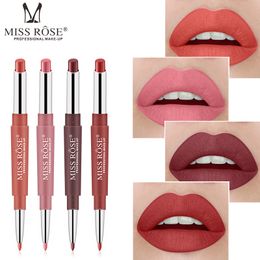 High Pigment 2 in 1 Lipstick Lipliner Pencil Multifunctional Matte Lip Pen MISS ROSE Lips Makeup