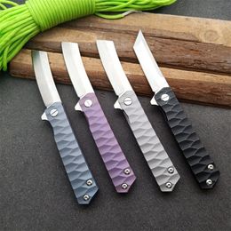 New Arrival 4 Handle Colors Flipper Folding Blade Knife D2 Satin Blade TC4 Titanium Alloy Handle Ball Bearing EDC Knives